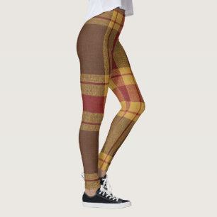Autumn Plaid Faux Fabric  Leggings