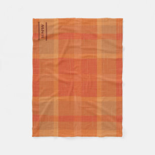 Autumn Plaid Fleece Blanket with Small Monogram