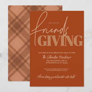 Autumn Plaid Friendsgiving Invitation
