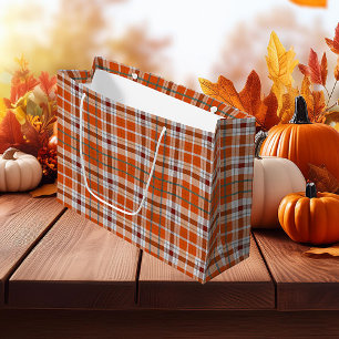 Autumn plaid large gift bag