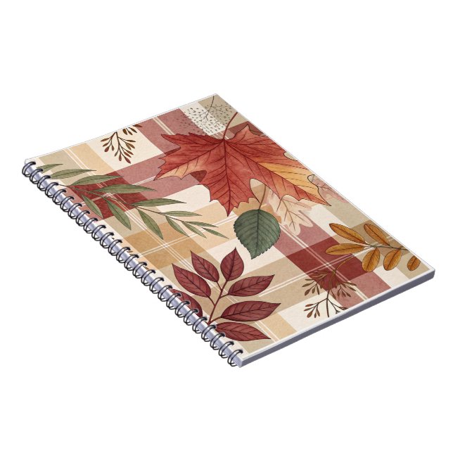 Autumn Plaid & Leaves | Cosy Spiral Photo Notebook (Right Side)