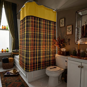Autumn plaid  shower curtain