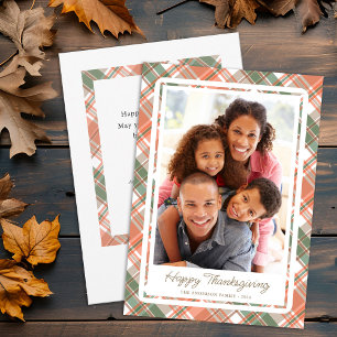 Autumn Plaid Thanksgiving Photo Holiday Card