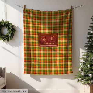 Autumn Plaid Throw Blanket Cosy Custom Name Accent