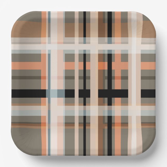 autumn plaid variations 001 paper plate (Front)
