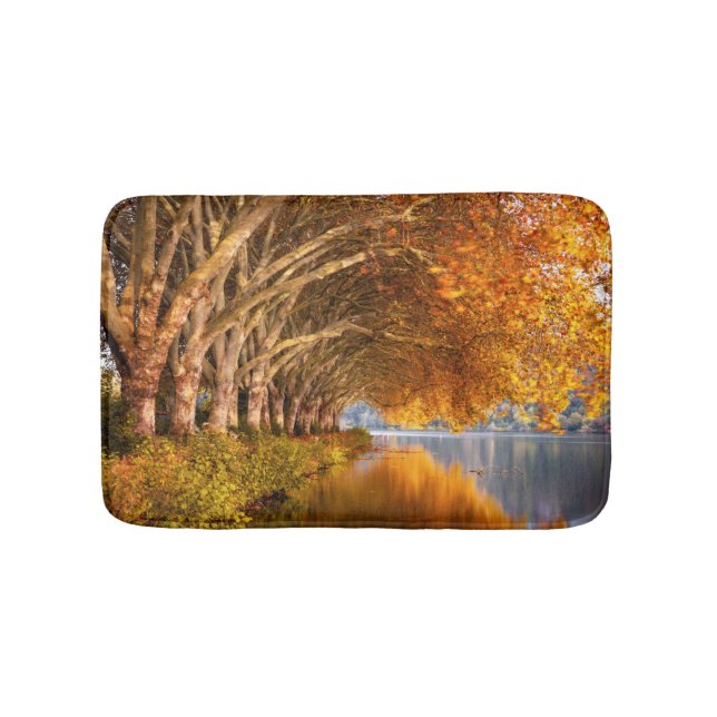 Autumn Plane Trees Over a Lake Bath Mat (Front)