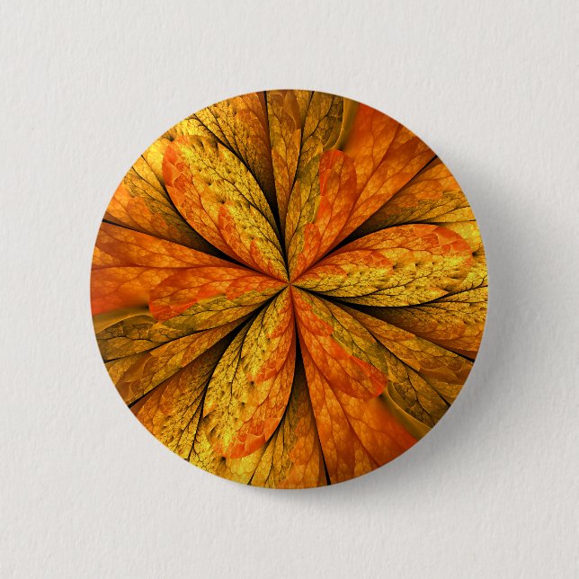 Autumn Plant, Modern Abstract Fractal Art Leaf 6 Cm Round Badge (Front)