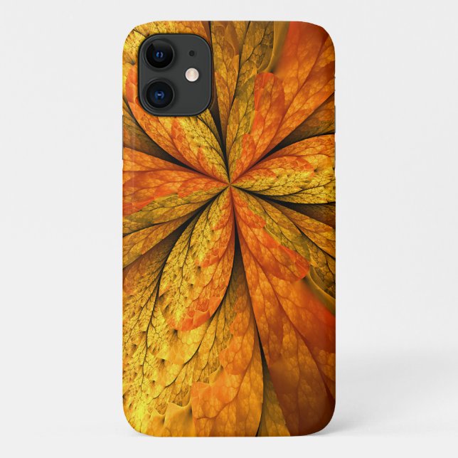 Autumn Plant, Modern Abstract Fractal Art Leaf Case-Mate iPhone Case (Back)
