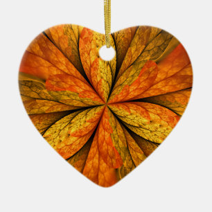 Autumn Plant, Modern Abstract Fractal Art Leaf Ceramic Tree Decoration