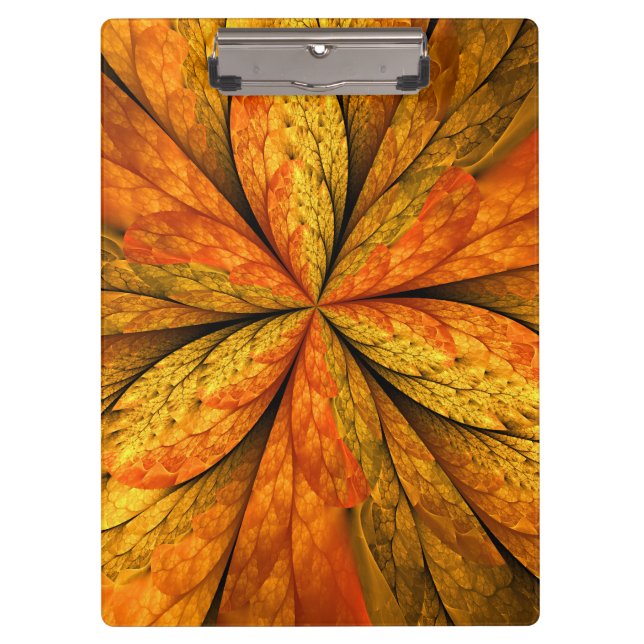 Autumn Plant, Modern Abstract Fractal Art Leaf Clipboard (Front)