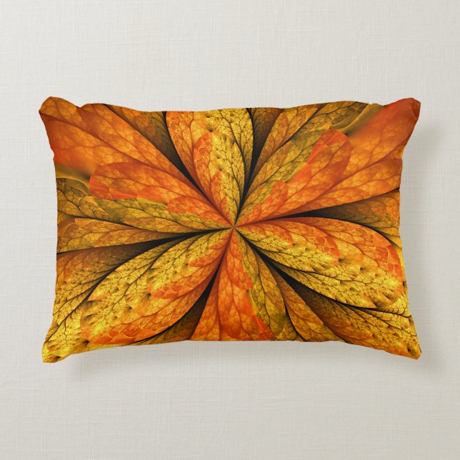 Autumn Plant, Modern Abstract Fractal Art Leaf Decorative Cushion (Front)