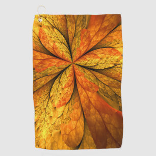 Autumn Plant, Modern Abstract Fractal Art Leaf Golf Towel
