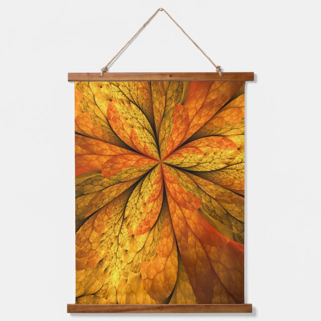 Autumn Plant, Modern Abstract Fractal Art Leaf Hanging Tapestry (Front)