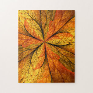 Autumn Plant, Modern Abstract Fractal Art Leaf Jigsaw Puzzle