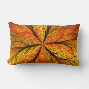 Autumn Plant, Modern Abstract Fractal Art Leaf Lumbar Cushion