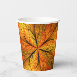 Autumn Plant, Modern Abstract Fractal Art Leaf Paper Cups