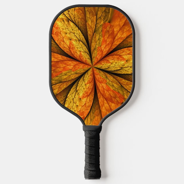 Autumn Plant, Modern Abstract Fractal Art Leaf Pickleball Paddle (Front)