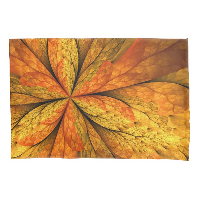 Autumn Plant, Modern Abstract Fractal Art Leaf Pillowcase (Front)