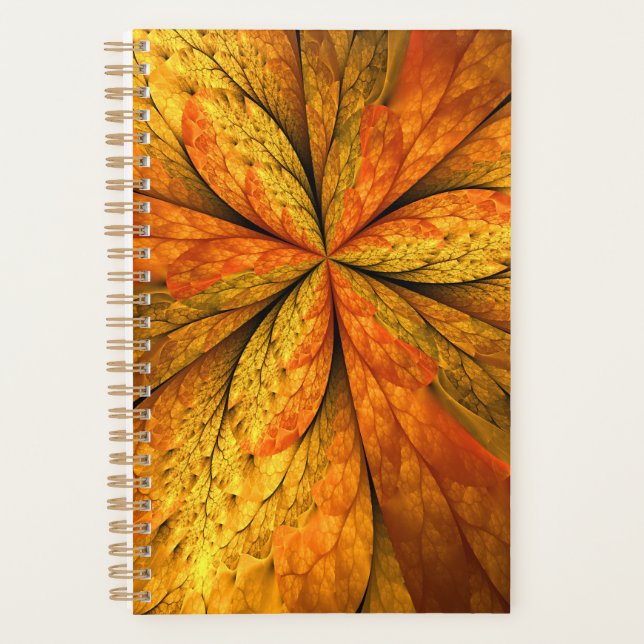 Autumn Plant, Modern Abstract Fractal Art Leaf Planner (Front)
