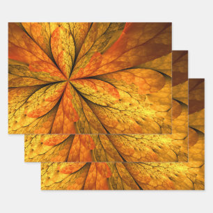 Autumn Plant, Modern Abstract Fractal Art Leaf Wrapping Paper Sheet