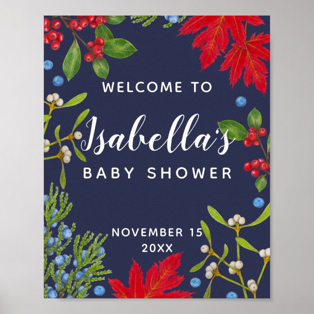 Autumn Plants Botanical Holiday Welcome Sign (Front)