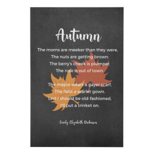 Autumn Poem Black and White Faux Canvas Print
