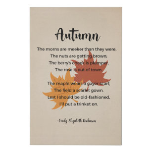 Autumn Poem Vintage Faux Canvas Print