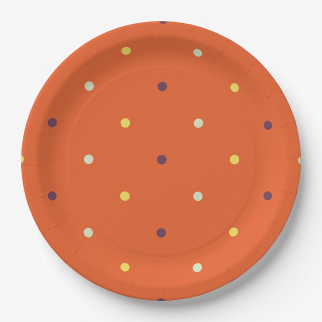Autumn Polka Dots Paper Plates (Front)