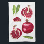 Autumn Pomegranates Watercolor Painting Tea Towel<br><div class="desc">Decorate your kitchen with this fun pomegranate dish towel. Makes a great housewarming or wedding gift! You can always add your own text. Let me know if you'd like something custom made. If you buy it, thank you! Be sure to share a pic on Instagram of it in action and...</div>