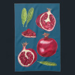 Autumn Pomegranates Watercolor Painting Tea Towel<br><div class="desc">Decorate your kitchen with this fun pomegranate dish towel. Makes a great housewarming or wedding gift! You can always add your own text. Let me know if you'd like something custom made. If you buy it, thank you! Be sure to share a pic on Instagram of it in action and...</div>