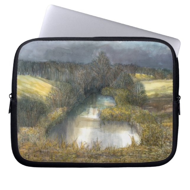 autumn pond laptop sleeve (Front)