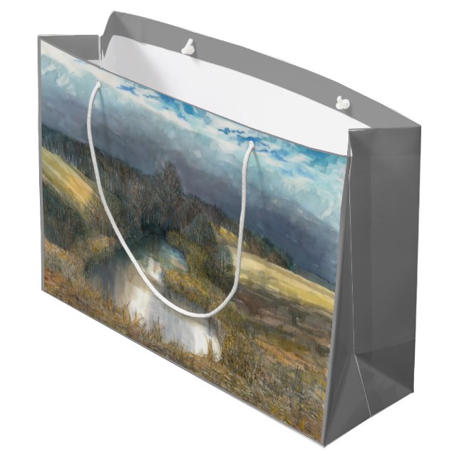 autumn pond large gift bag (Back Angled)