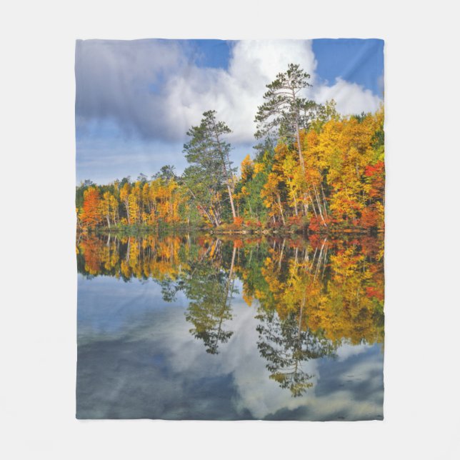 Autumn pond reflections, Maine Fleece Blanket (Front)