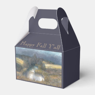 Autumn pond watercolor painting favour box