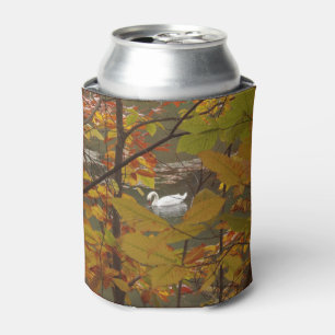 Autumn Pond with Swan Can Cooler