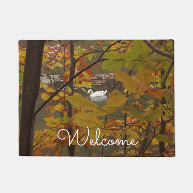 Autumn Pond with Swan Doormat (Front)