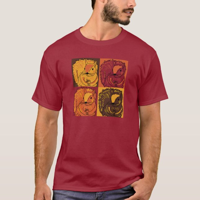 Autumn Pop Art Squirrels T-Shirt (Front)