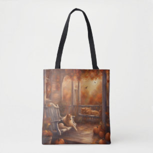 Autumn Porch cat and dog festive Fall gift bag