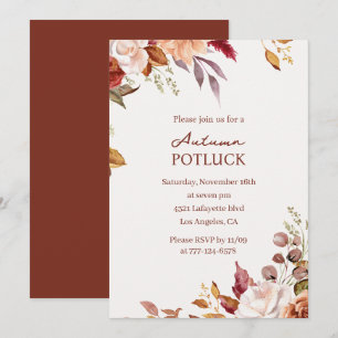 Autumn Potluck Invitation Watercolor Fall