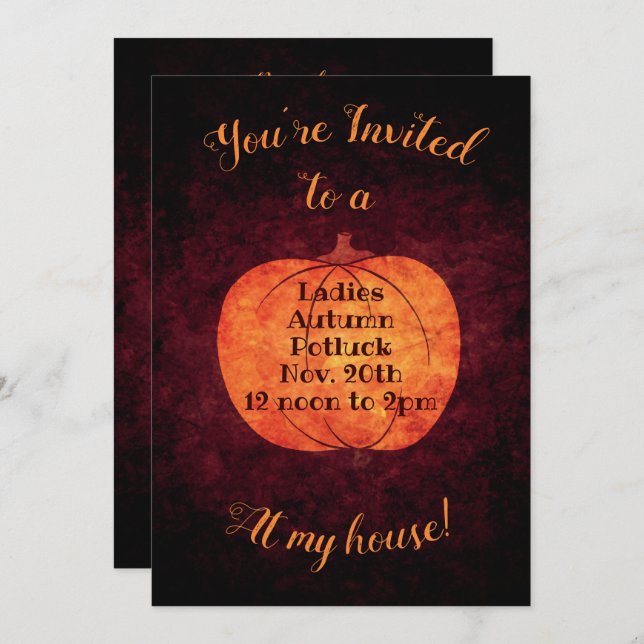 Autumn potluck luncheon party invitation (Front/Back)