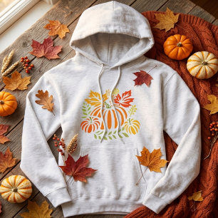 Autumn Pumpkin And Falling Leaves Hoodie