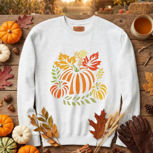 Autumn Pumpkin And Falling Leaves Sweatshirt