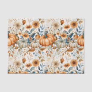 Autumn Pumpkin and Flowers Fall Decoupage Tissue Paper