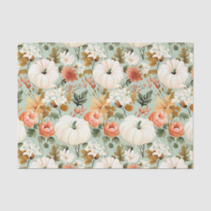 Autumn Pumpkin and Flowers Fall Decoupage Tissue Paper