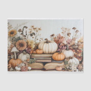 Autumn Pumpkin and Flowers Fall Decoupage Tissue Paper