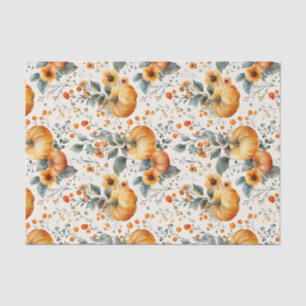 Autumn Pumpkin and Flowers Fall Decoupage Tissue Paper