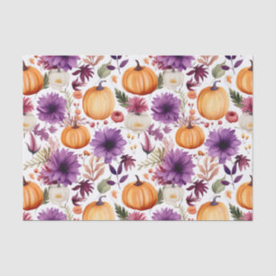 Autumn Pumpkin and Flowers Fall Decoupage Tissue Paper