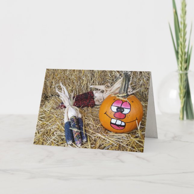 Autumn pumpkin and Indian corn Card (Front)