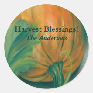 Autumn Pumpkin and Leaf Harvest Personalised Classic Round Sticker