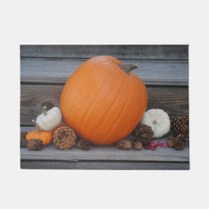 Autumn Pumpkin and Pinecones Doormat